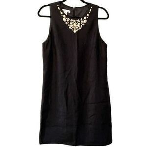 London Times Raw Silk Black Dress with Embellishments  12